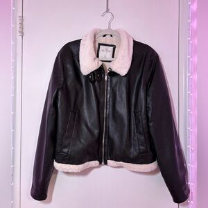 Women's Black Fur Leather Jacket